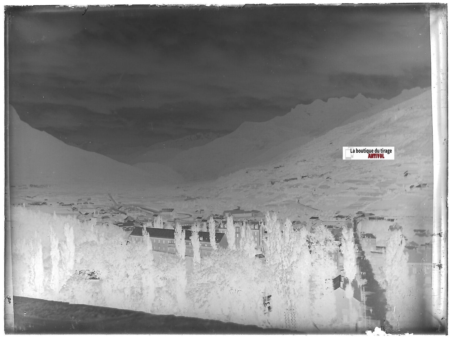 Briançon, France, Plaque verre photo ancienne, négatif noir & blanc 9x12 cm