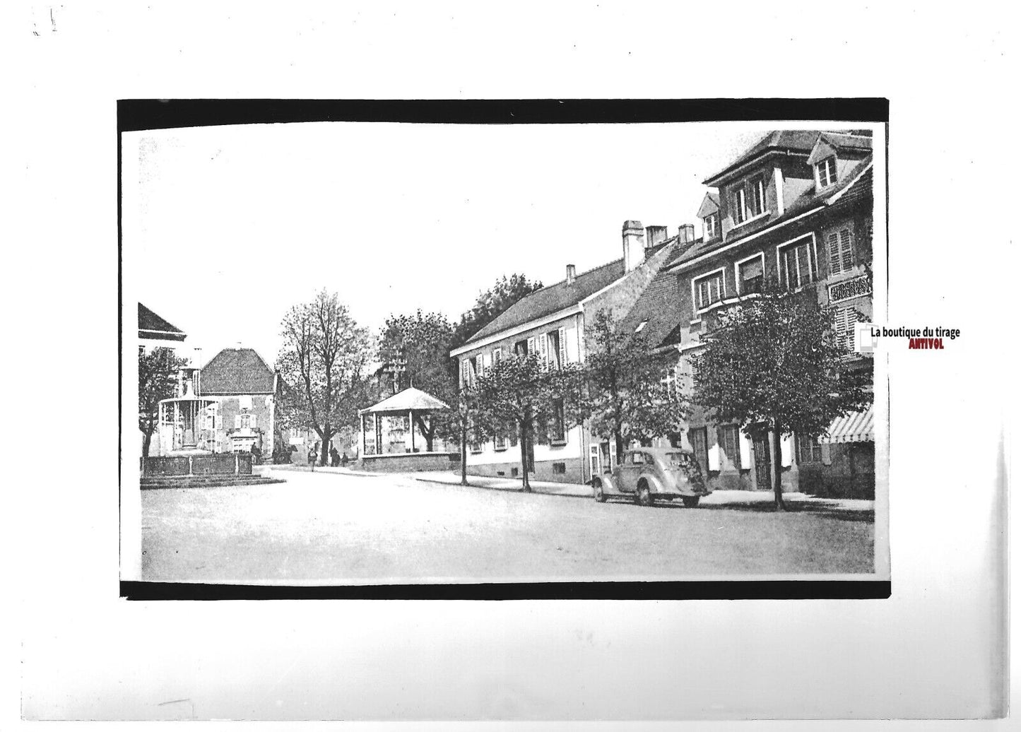 Plaque verre photo ancienne positif noir & blanc 13x18 cm Sarre-Union voiture