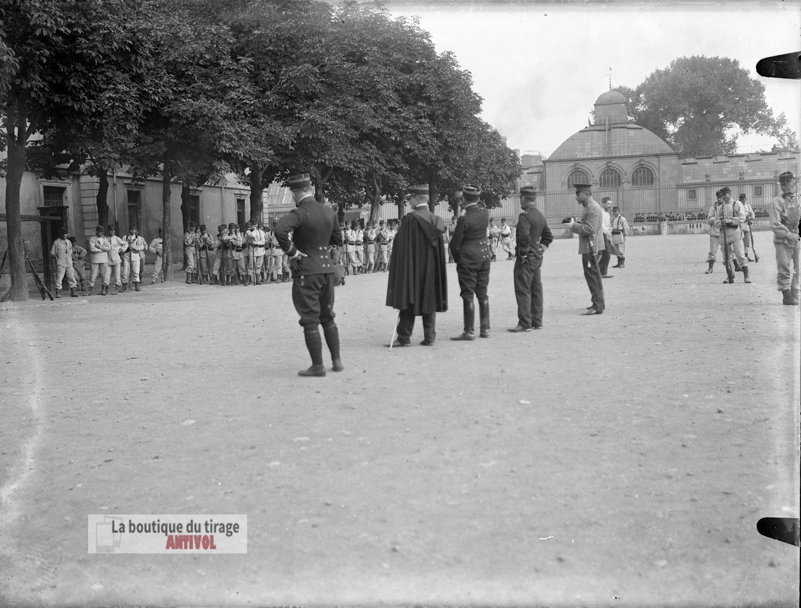 Inspection militaire,  guerre WW1, plaque verre, photo ancienne, négatif 9x12 cm