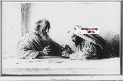 Matthieu, scène religieuse, dessin peinture plaque de verre, positif 8,5x10 cm