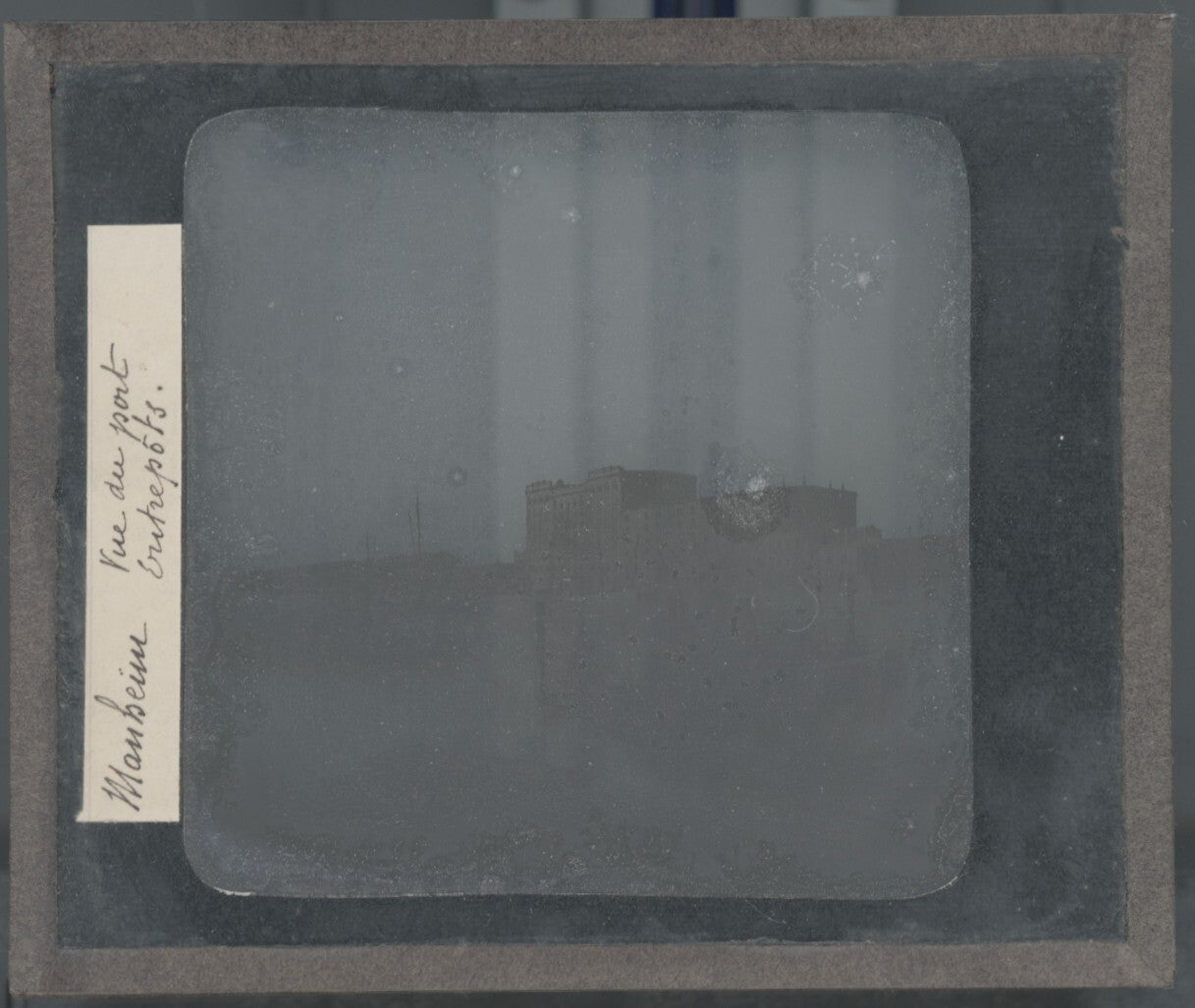 Port de Mannheim, bateaux, Allemagne, photo plaque verre, positif 8,5x10 cm