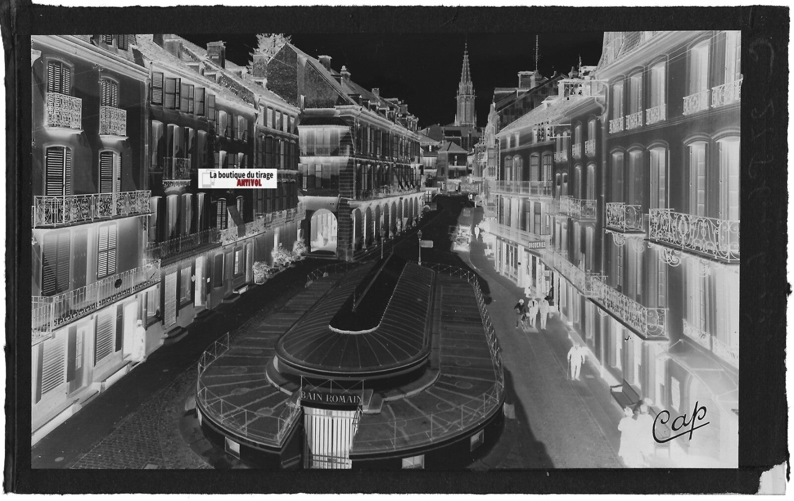 Plaque verre photo, négatif noir & blanc 9x14 cm, Plombières-les-Bains, Vosges