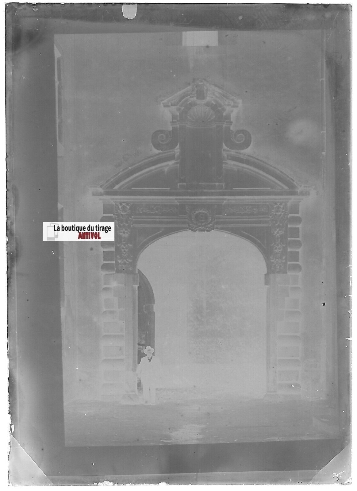 Rennes, centre-ville, Plaque verre photo ancienne, négatif noir & blanc 6x9 cm