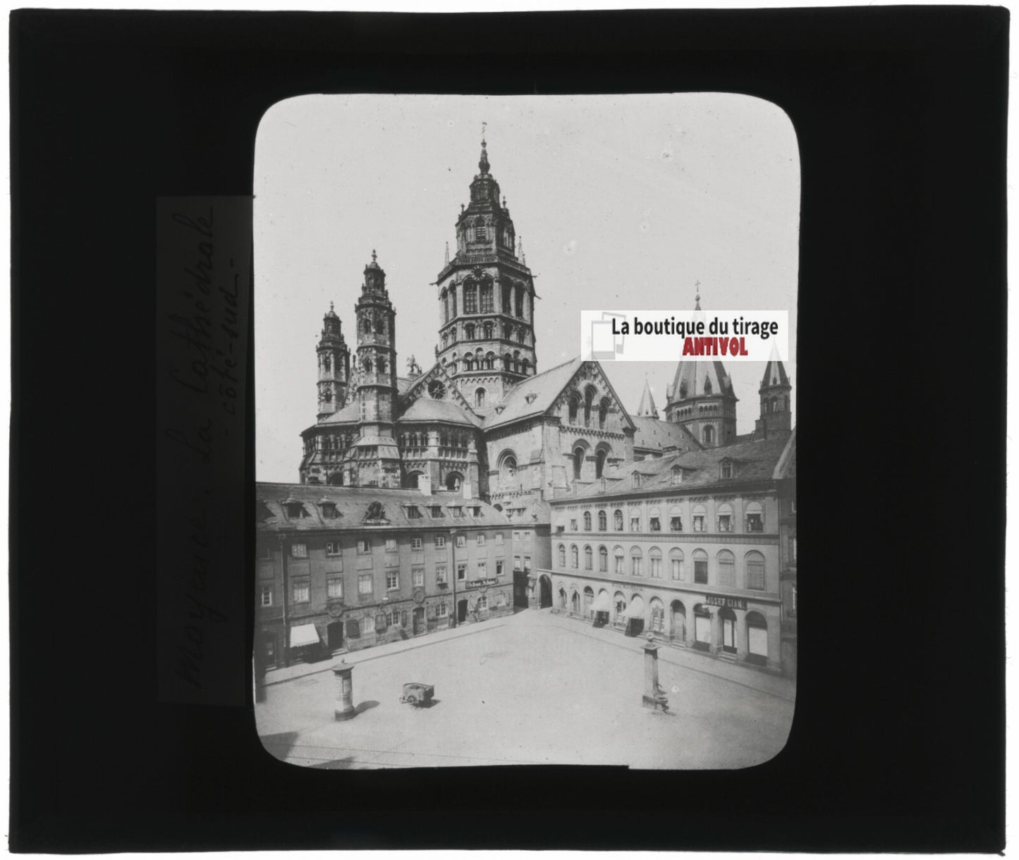 Cathédrale de Mayence, Allemagne, photo ancienne plaque verre, positif 8,5x10 cm
