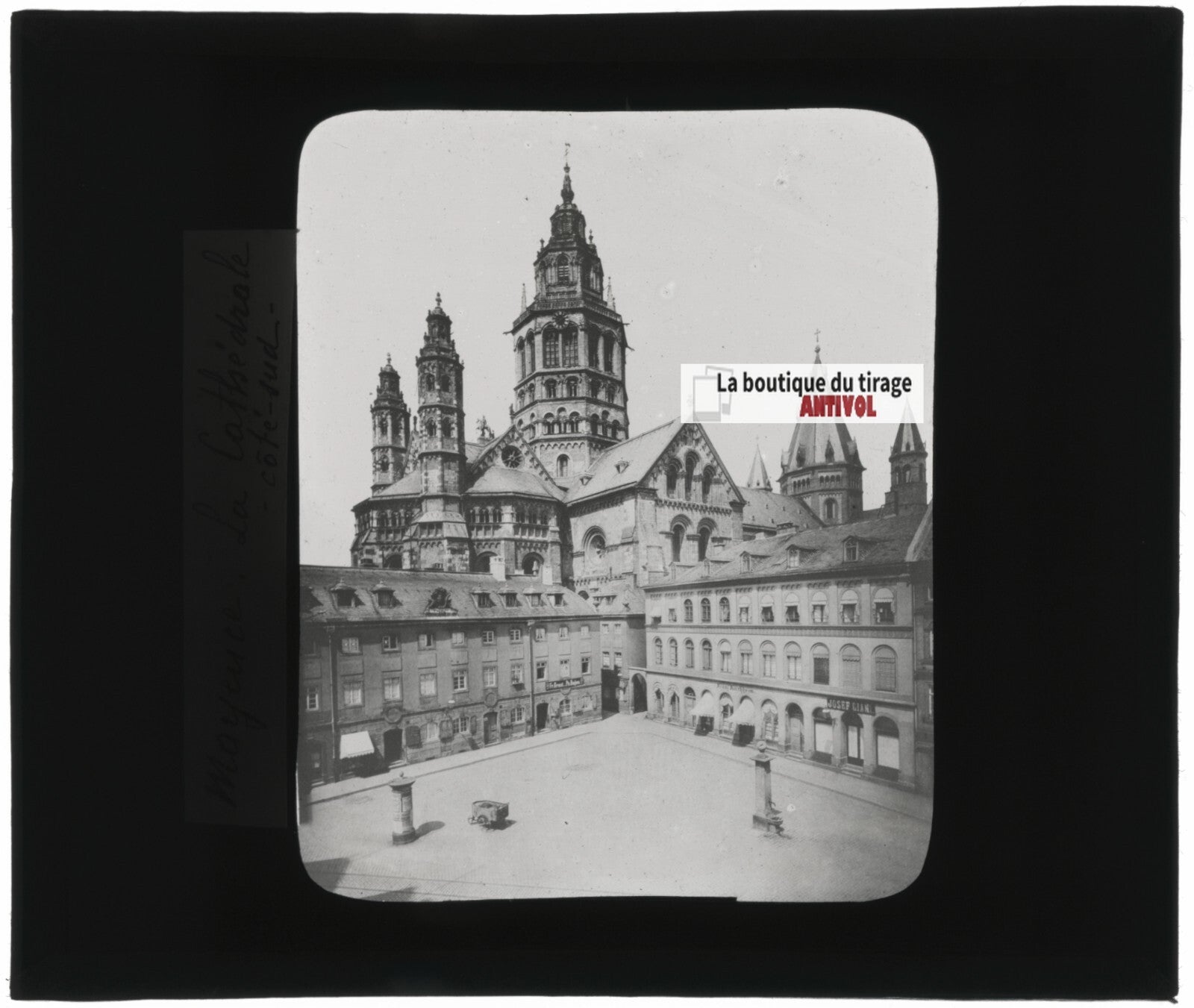 Cathédrale de Mayence, Allemagne, photo ancienne plaque verre, positif 8,5x10 cm