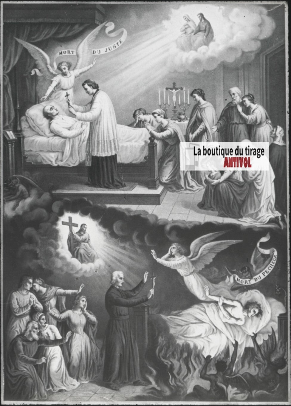 Scène religieuse, catéchisme, dessin peinture, plaque verre, positif 8,5x10 cm