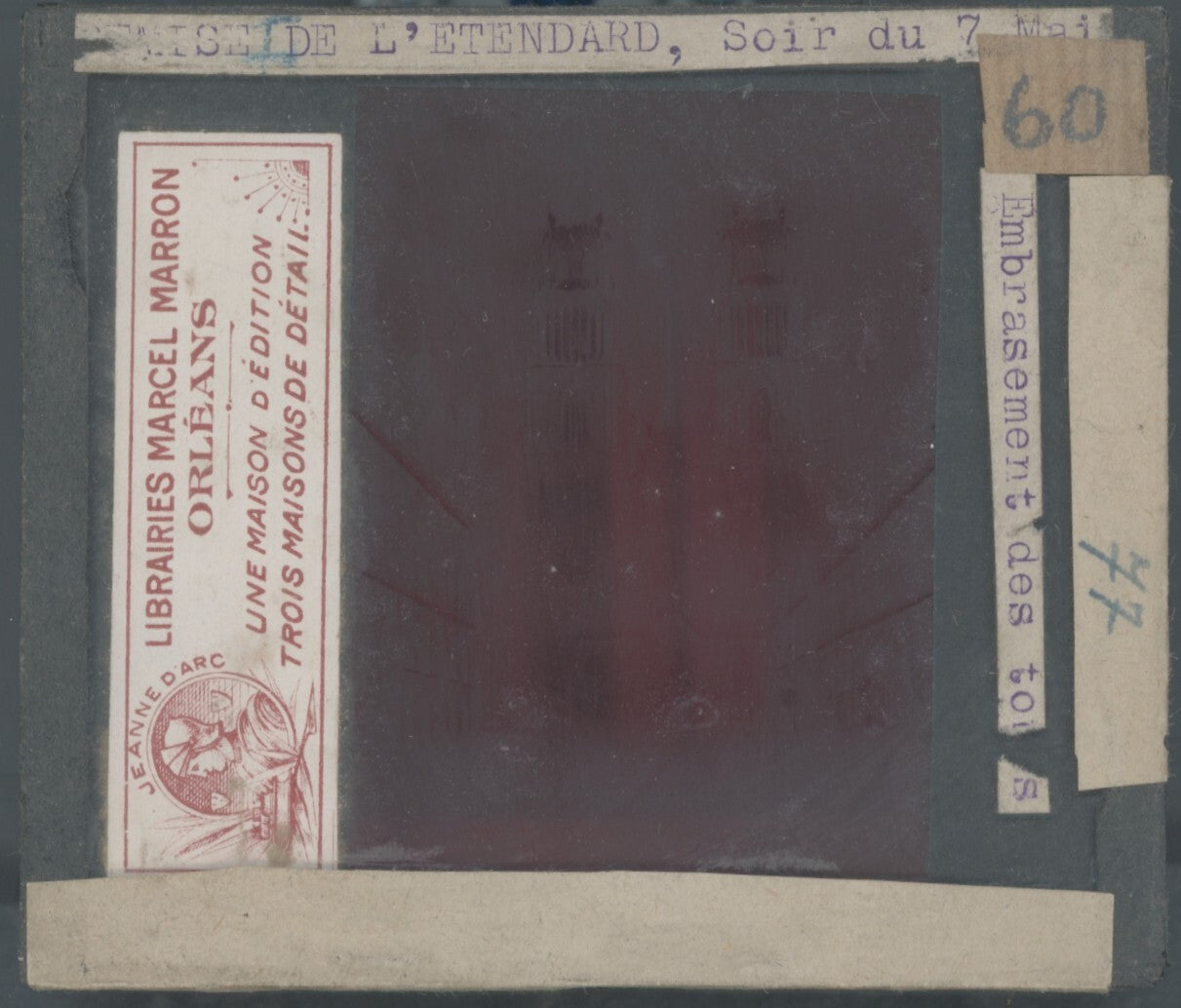 Orléans, Cathédrale, photo ancienne plaque verre, couleur, positif 8,5x10 cm