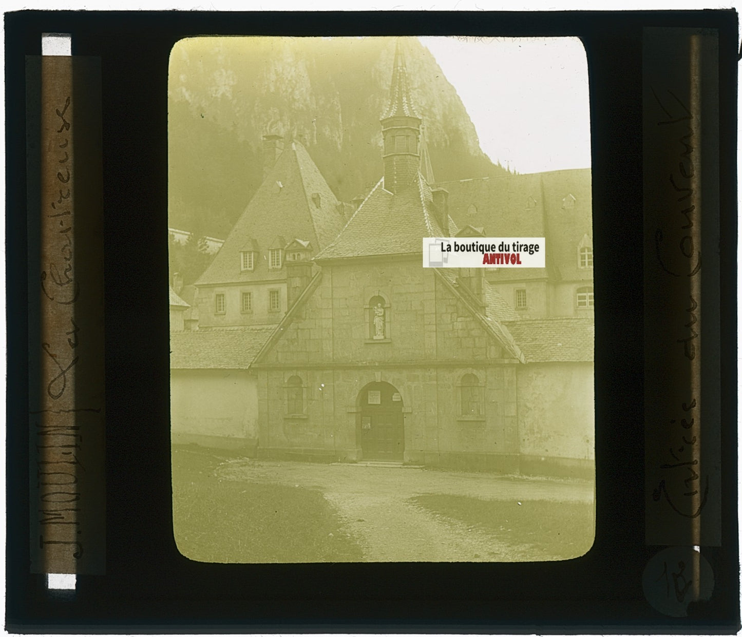 Grande Chartreuse, photo J. Moulin, plaque verre, couleur, positif 8,5x10 cm