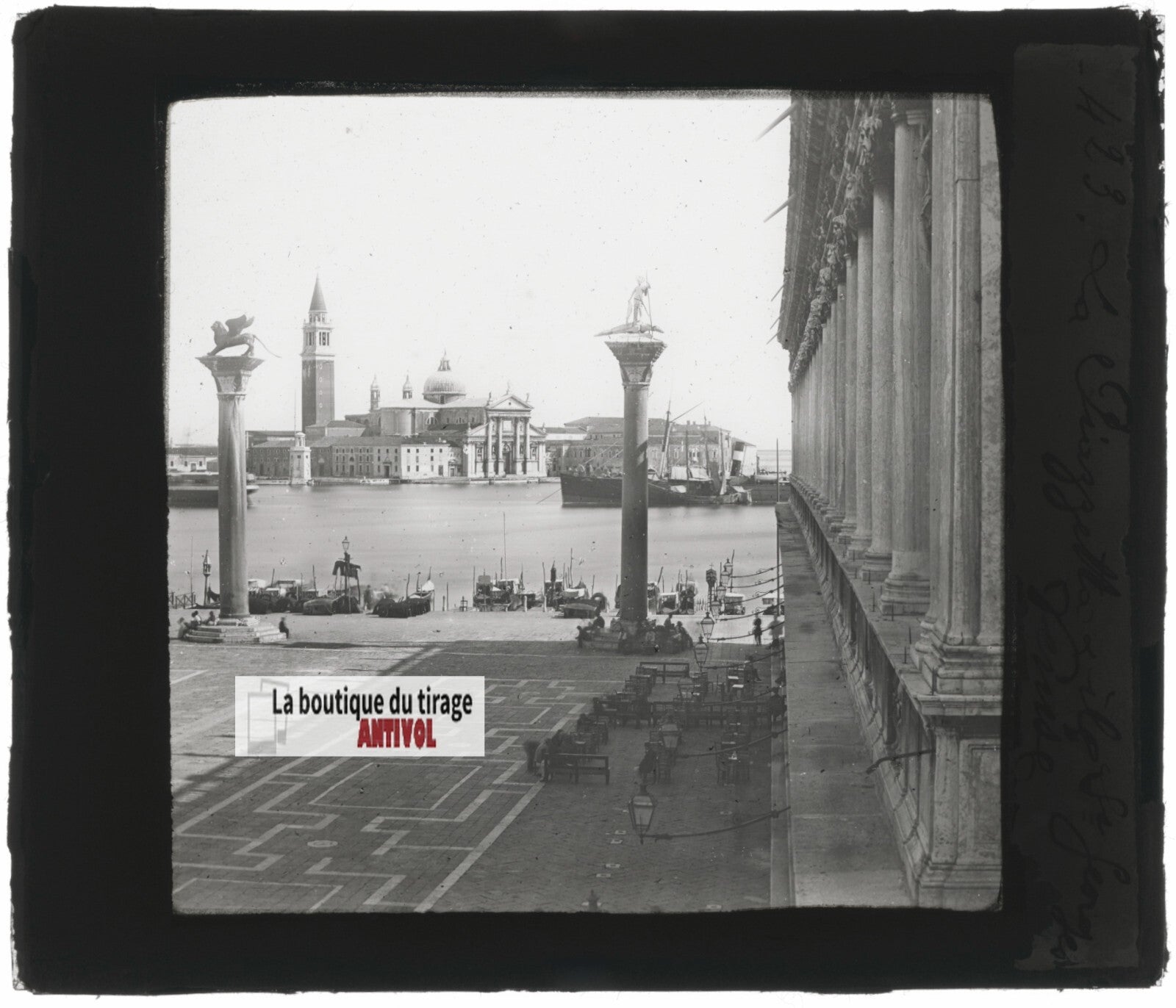 Place Saint-Marc, Venise Italie, photo ancienne plaque verre, positif 8,5x10 cm