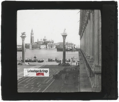 Place Saint-Marc, Venise Italie, photo ancienne plaque verre, positif 8,5x10 cm