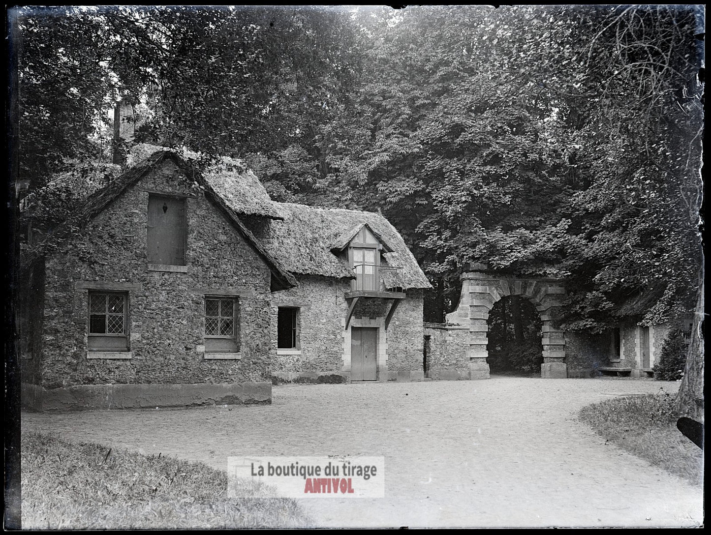 Domaine de Trianon, Versailles, plaque verre, photo ancienne, négatif 9x12 cm