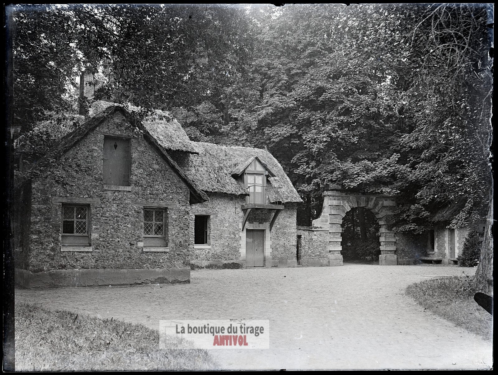 Domaine de Trianon, Versailles, plaque verre, photo ancienne, négatif 9x12 cm
