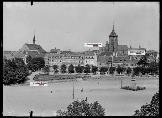 Plaque verre photo ancienne négatif noir et blanc 13x18 cm Colmar Rapp Alsace