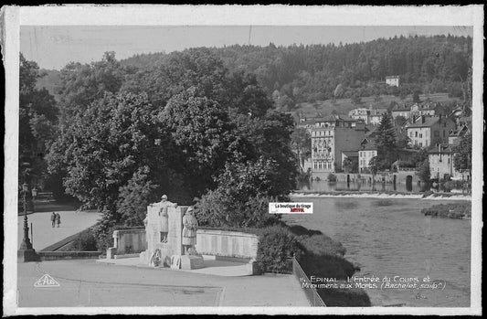 Epinal, monument morts, Vosges, Plaque verre photo, négatif noir & blanc 9x14 cm