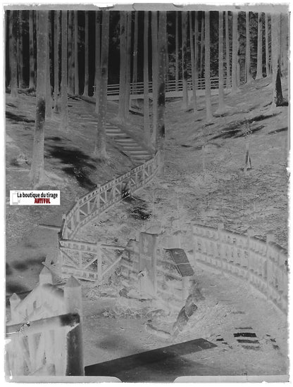 Fontaine, 1902-1927, Plaque verre photo ancienne, négatif noir & blanc 9x12 cm