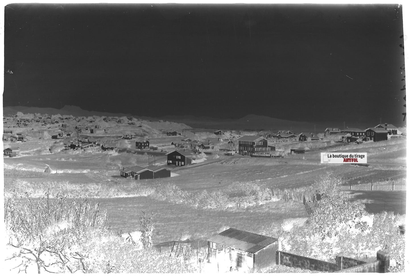 Bidart paysage, Plaque verre photo ancienne, négatif noir & blanc 10x15 cm