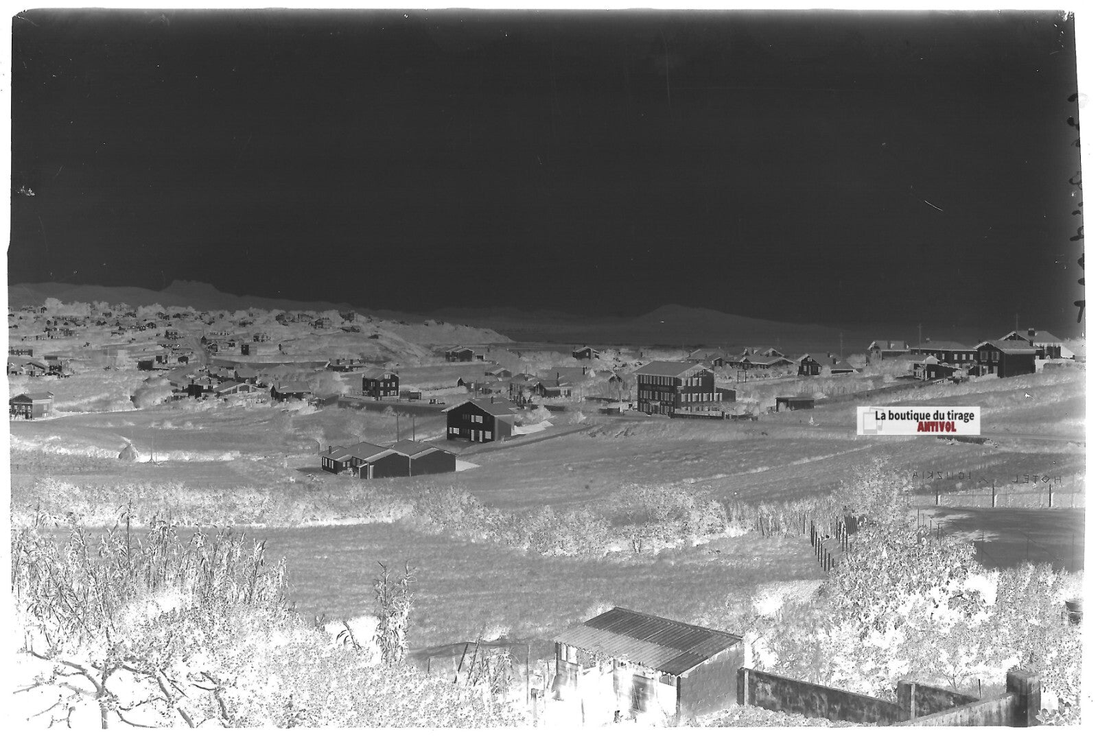 Bidart paysage, Plaque verre photo ancienne, négatif noir & blanc 10x15 cm