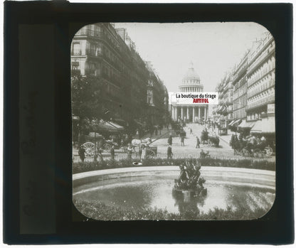Paris, Panthéon, Sorbonne, photo plaque verre, noir & blanc, positif 8,5x10 cm
