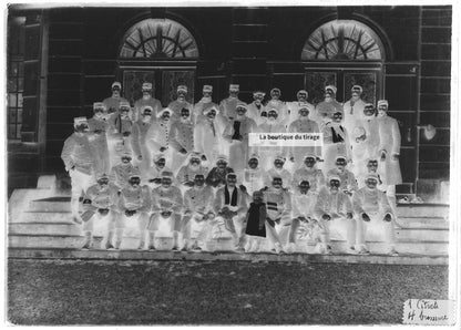 Plaque verre photo ancienne négatif noir et blanc 13x18 cm groupe soldats France