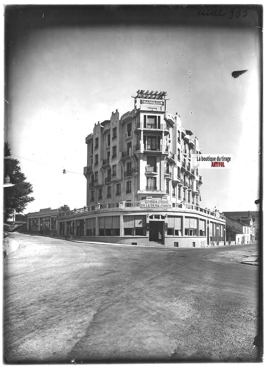 Plaque verre photo positif noir & blanc 13x18 cm Vittel Vosges brasserie France