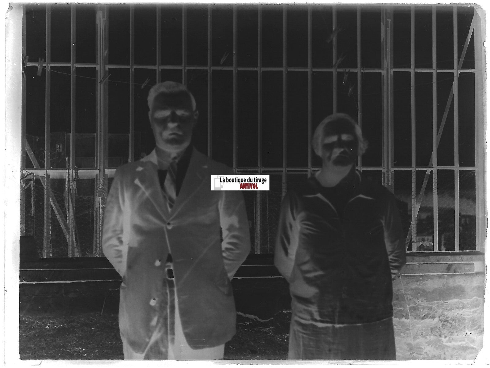 Personnages, France, Plaque verre photo ancienne, négatif noir & blanc 9x12 cm