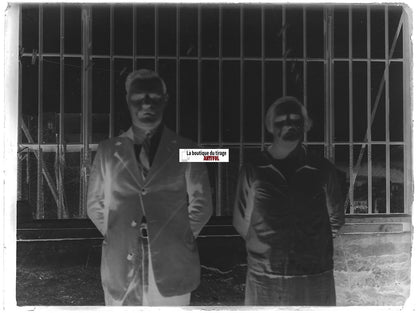 Personnages, France, Plaque verre photo ancienne, négatif noir & blanc 9x12 cm