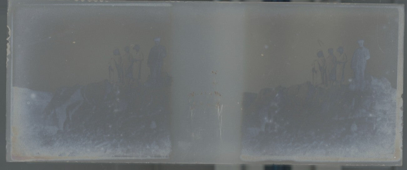 Promenade, Maroc, Plaque verre stéréo, positif noir & blanc 4,5x10,7 cm