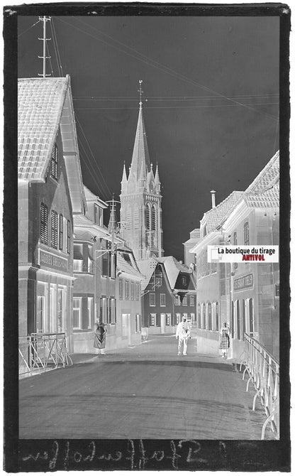 Plaque verre photo ancienne, négatif noir & blanc 9x14 cm, Pfaffenhoffen, France