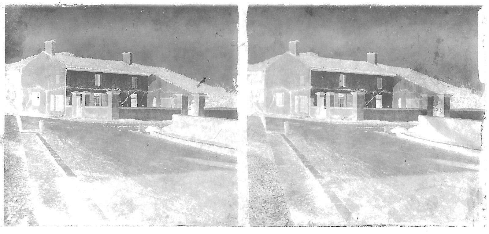 Plaque verre photo noir et blanc négatif 6x13 cm vue stéréoscopique collection 