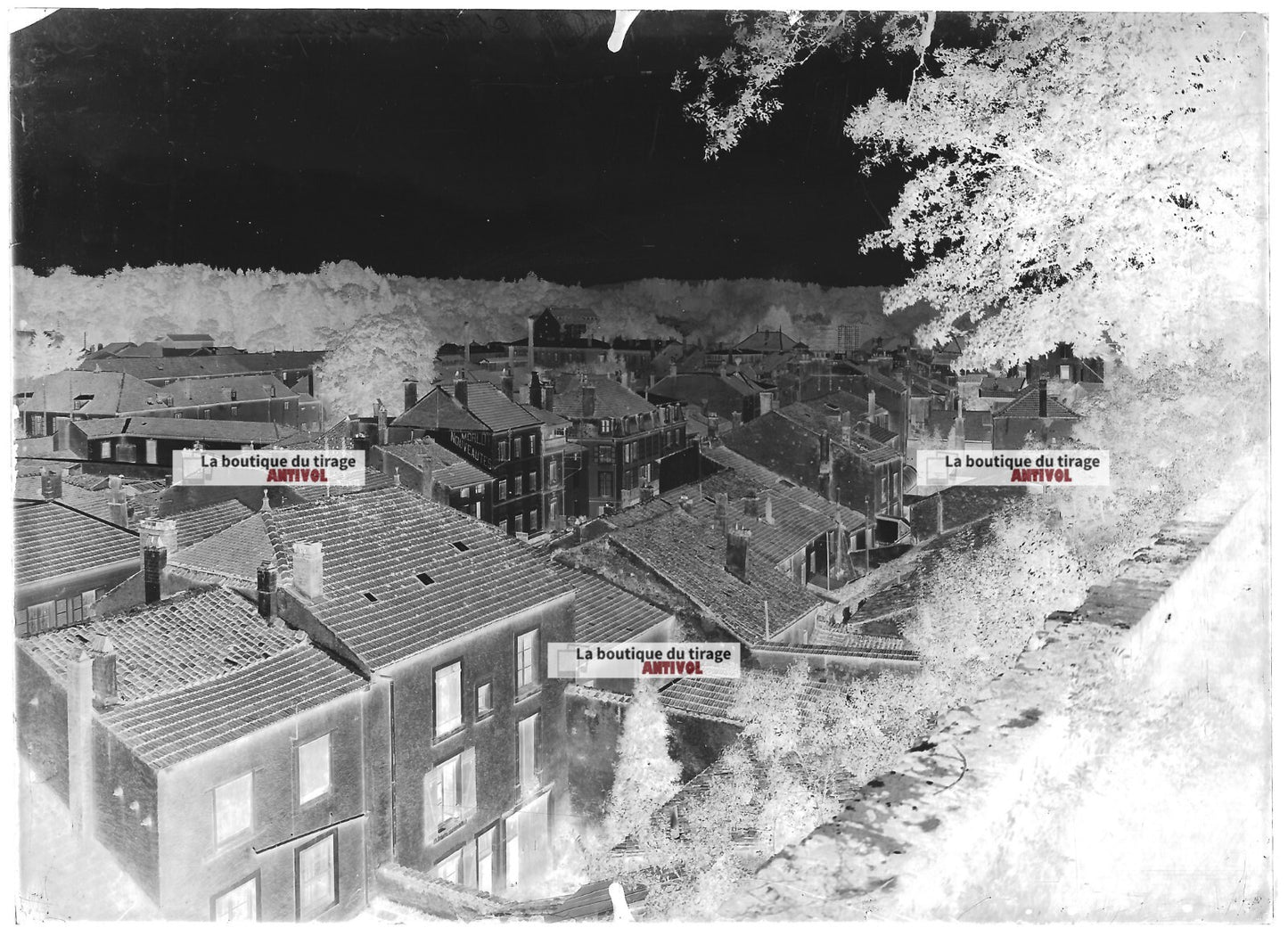 Plaque verre photo vintage négatif noir et blanc 13x18 cm Bourbonne-les-Bains