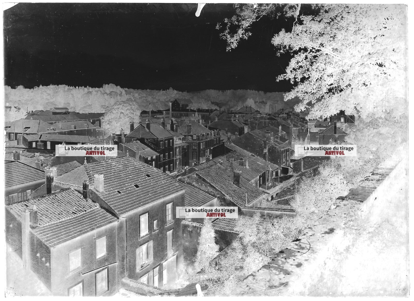 Plaque verre photo vintage négatif noir et blanc 13x18 cm Bourbonne-les-Bains