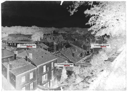 Plaque verre photo vintage négatif noir et blanc 13x18 cm Bourbonne-les-Bains