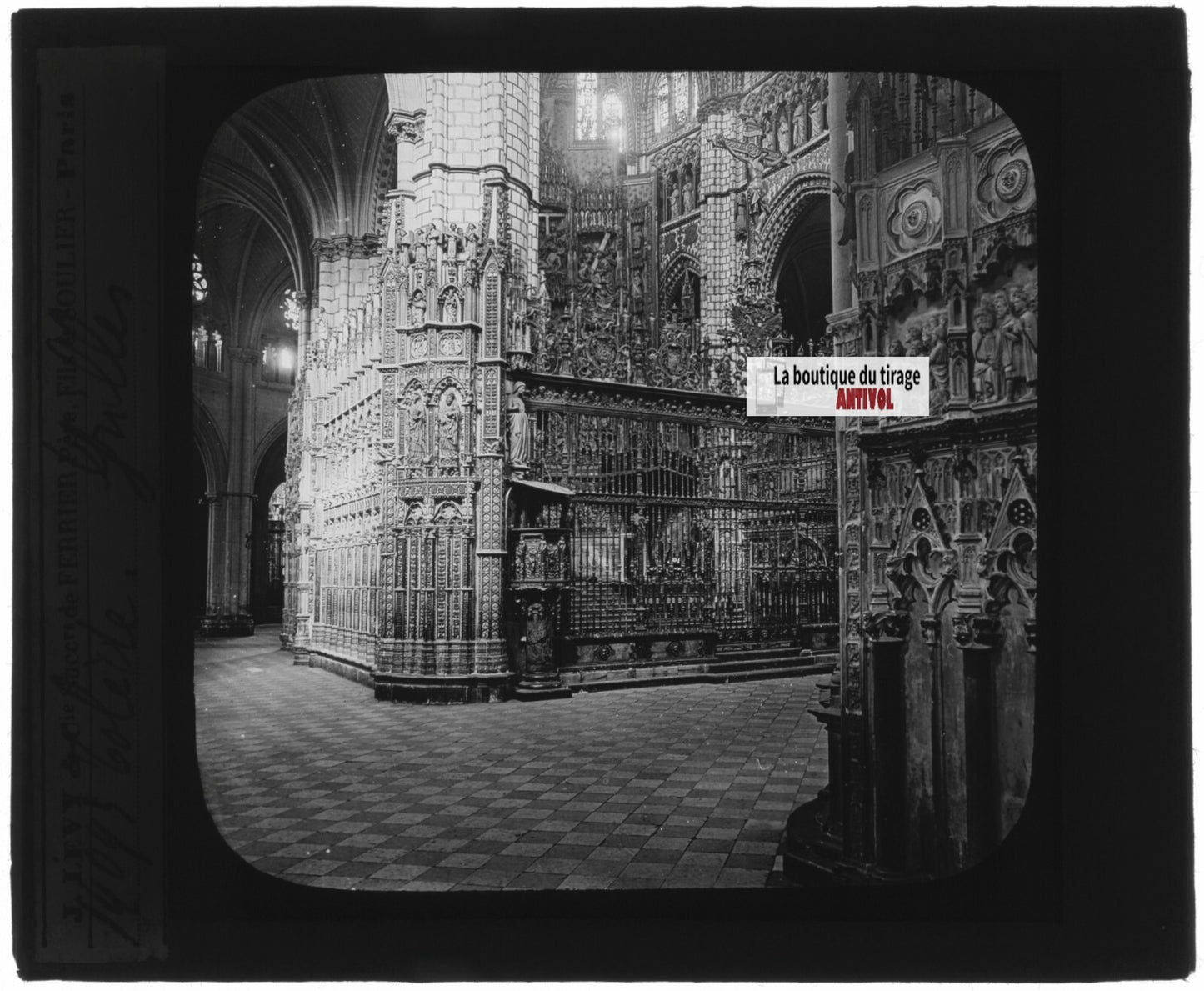Cathédrale Sainte-Marie de Tolède, photo plaque de verre, positif 8,5x10 cm
