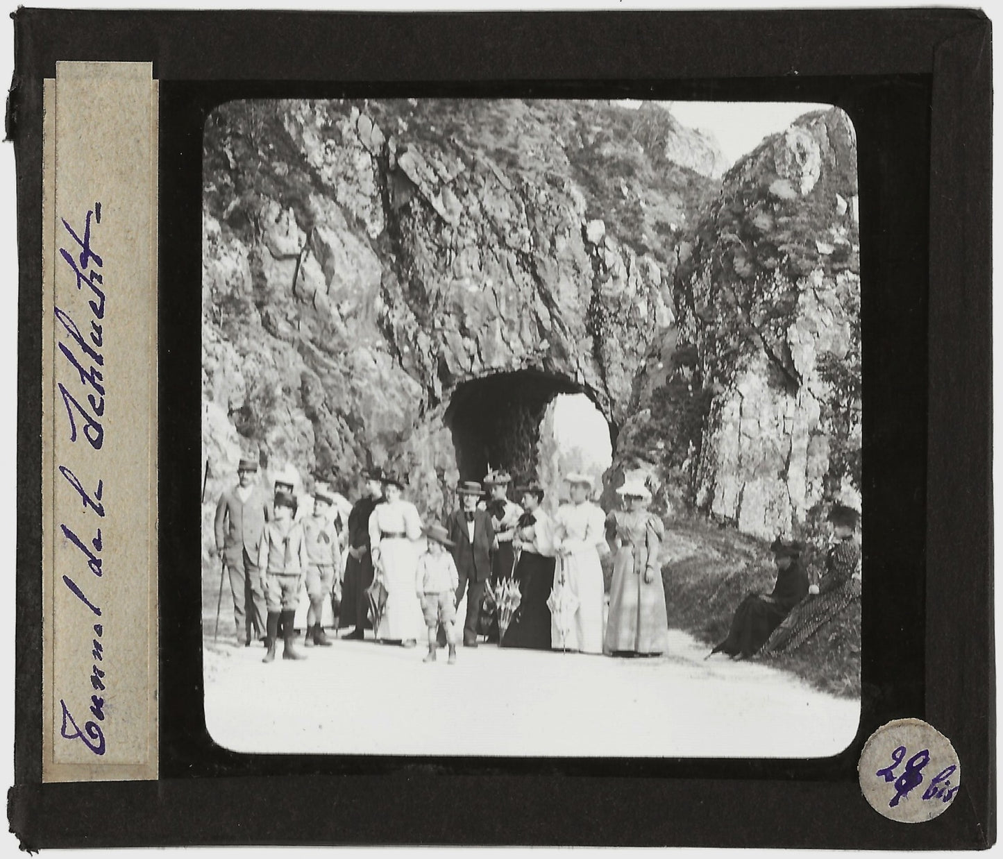 Col de la Schlucht, tunnel, photo ancienne plaque de verre, positif 8,5x10 cm