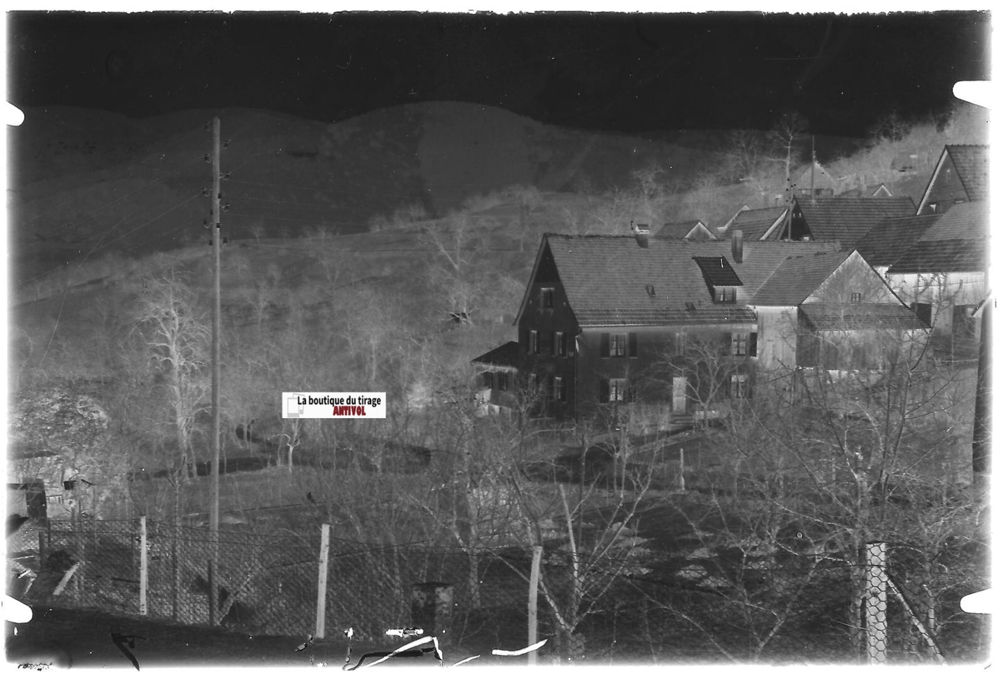 Maison à situer, France, Plaque verre photo, négatif noir & blanc 10x15 cm