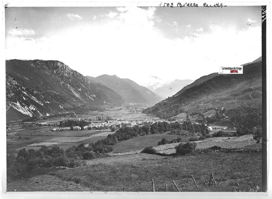 Plaque verre photo ancienne positif noir & blanc 13x18 cm Bielle montagne France