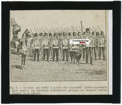 Soldats anglais, dessin papier, plaque de verre, noir & blanc, positif 8,5x10 cm