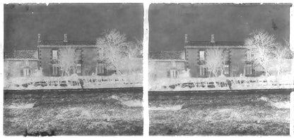 Plaque verre photo ancienne noir et blanc négatif 6x13 cm vue stéréoscopique