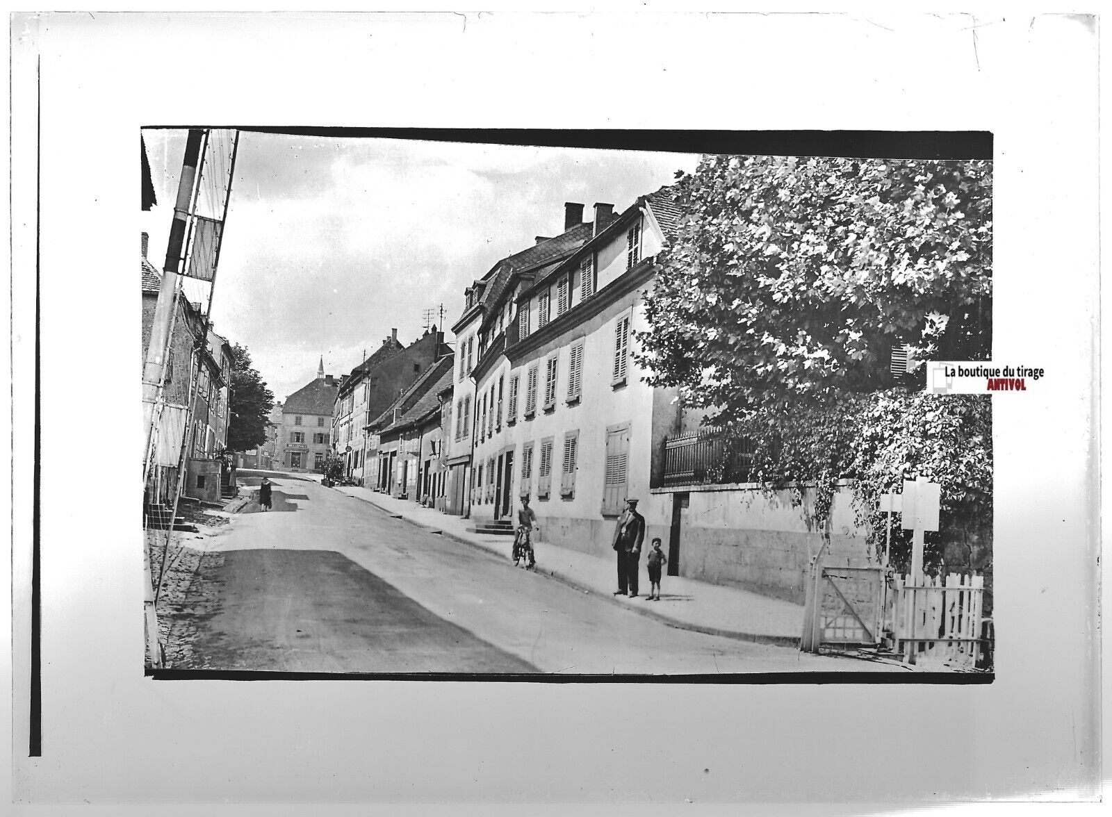 Plaque verre photo ancienne positif noir & blanc 13x18 cm Sarre-Union rue