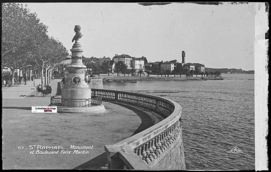 Saint-Raphaël, Félix Martin, Plaque verre photo, négatif noir & blanc 9x14 cm