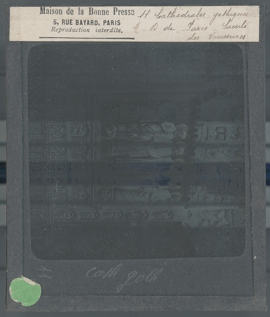 Cathédrale Notre-Dame de Paris, photo ancienne plaque verre, positif 8,5x10 cm