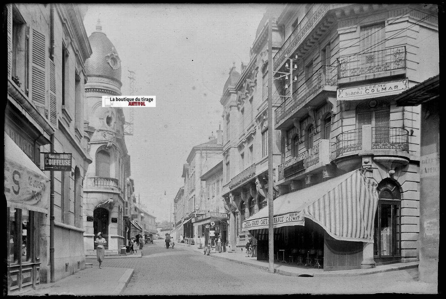 Oyonnax commerces, Plaque verre photo ancienne, négatif noir & blanc 10x15 cm