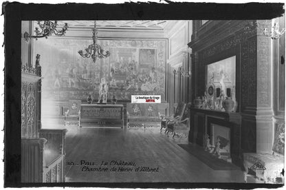Plaque verre photo, négatif noir & blanc 9x14 cm, château de Pau, Henri d'Albret