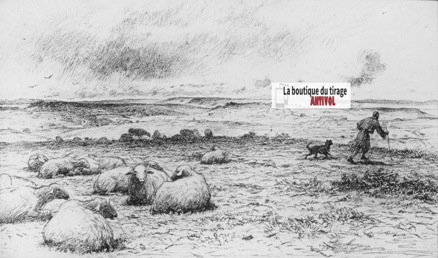 Luc, scène religieuse, dessin peinture plaque de verre, positif 8,5x10 cm