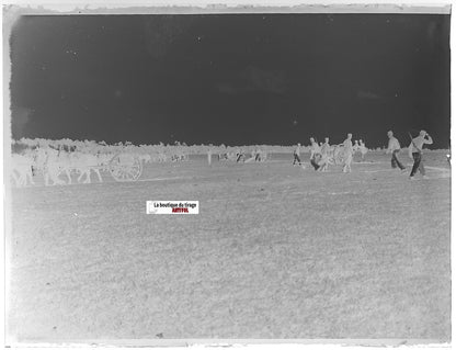 Camp militaire Meucon, Plaque verre photo ancienne, négatif noir & blanc 9x12 cm