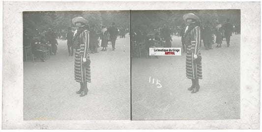 Hippodrome de Longchamp, Paris, stéréoscopie plaque verre, positif 8,5x17 cm