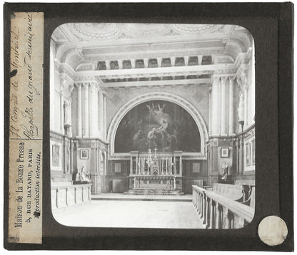 Chapelle du Grand Séminaire, photo ancienne plaque verre, positif 8,5x10 cm
