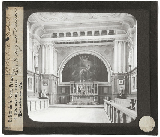 Chapelle du Grand Séminaire, photo ancienne plaque verre, positif 8,5x10 cm