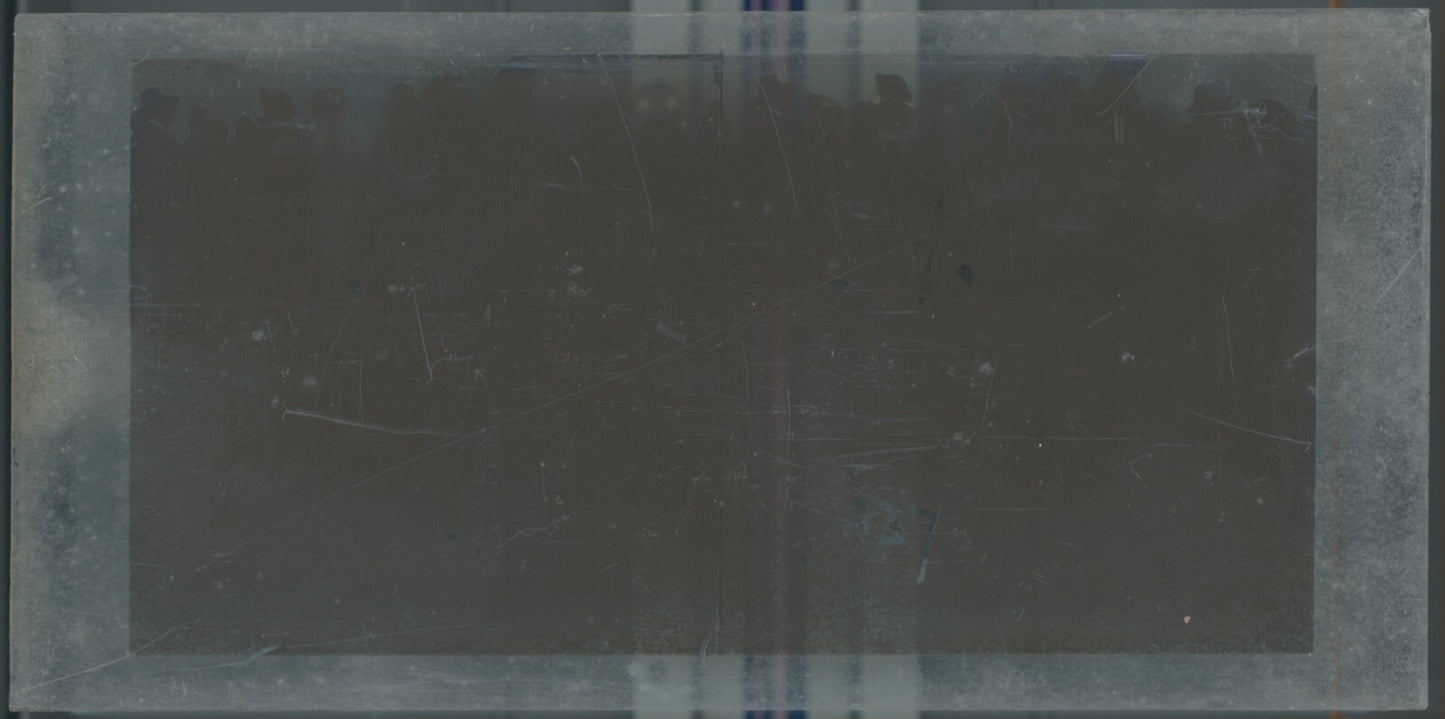 Personnages, Longchamp, Paris, plaque verre stéréoscopique, positif 8,5x17 cm