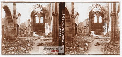 Auve, Champagne, 1915, guerre WW1, plaque verre photo ancienne stéréo 6x13 cm